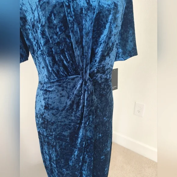 NWT FREE PRESS Blue Velour Dress - Size Medium - Picture 2 of 5